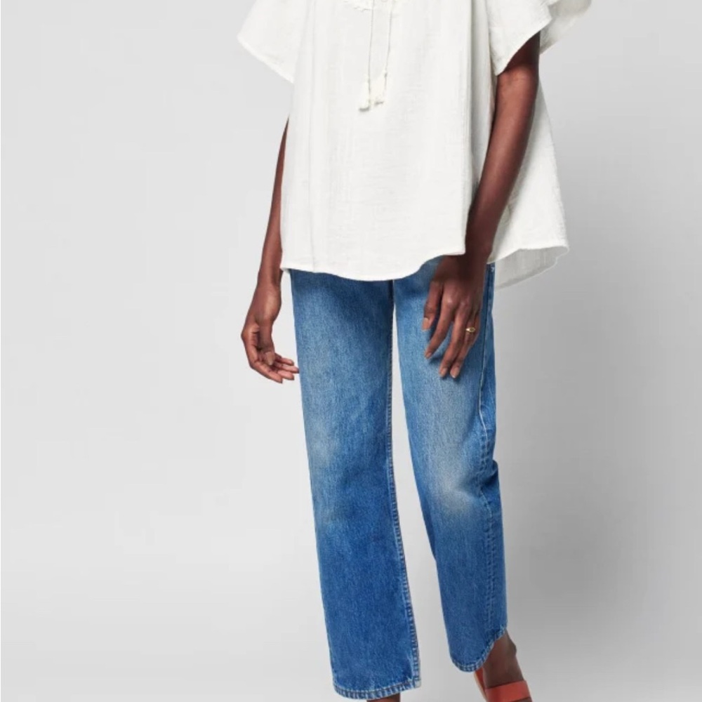 Faherty Florence flouncy blouse in cotton gauze XL